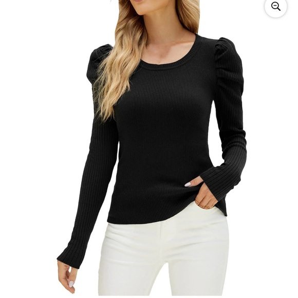 dreamers by debut Sweaters - Dreamers By Debut Sweater Top Puff Sleeve Pullover Black Womens Slash Size S/M
